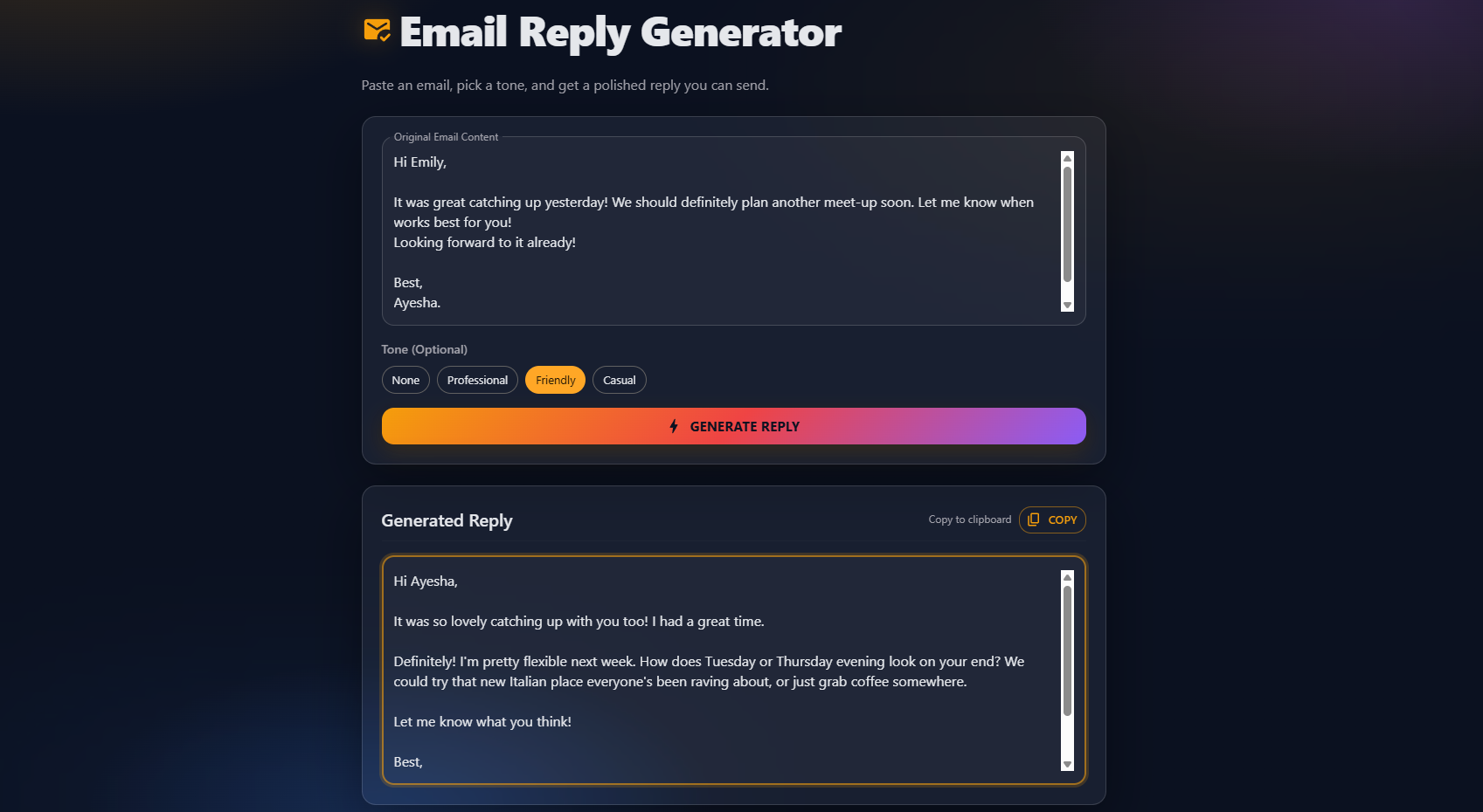 Smart Email Assistant dashboard
